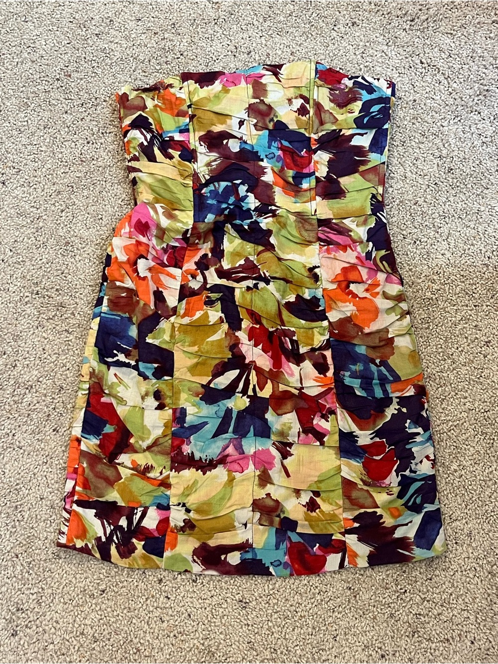 BB Dakota Strapless Abstract Floral Dress in Multicolor